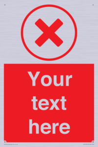 Custom red background, red cross in circle sign